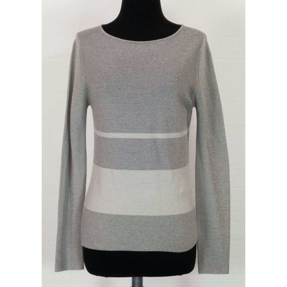 FABIANA FILIPPI BLACK LABEL SILVER GRAY WOOL/COTTON/VISCOSE BLEND SWEATER